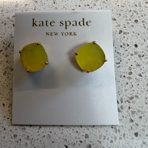 New with Tags Kate Spade Yellow Stone Post Earrings in 14k Gold Filled setting